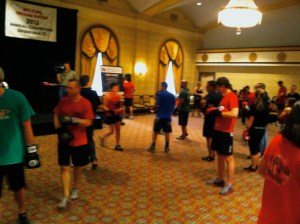 During my first week we had our annual national 9Round convention downtown at the Westin Poinsett. Yeah, we were running around the Gold Room in boxing gloves. Be jealous.